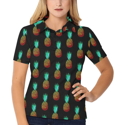 Pineapple Pattern Print Design A05 Women's Polo Shirt