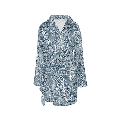 Polynesian Pattern Print Design A03 Women's Fleece Robe