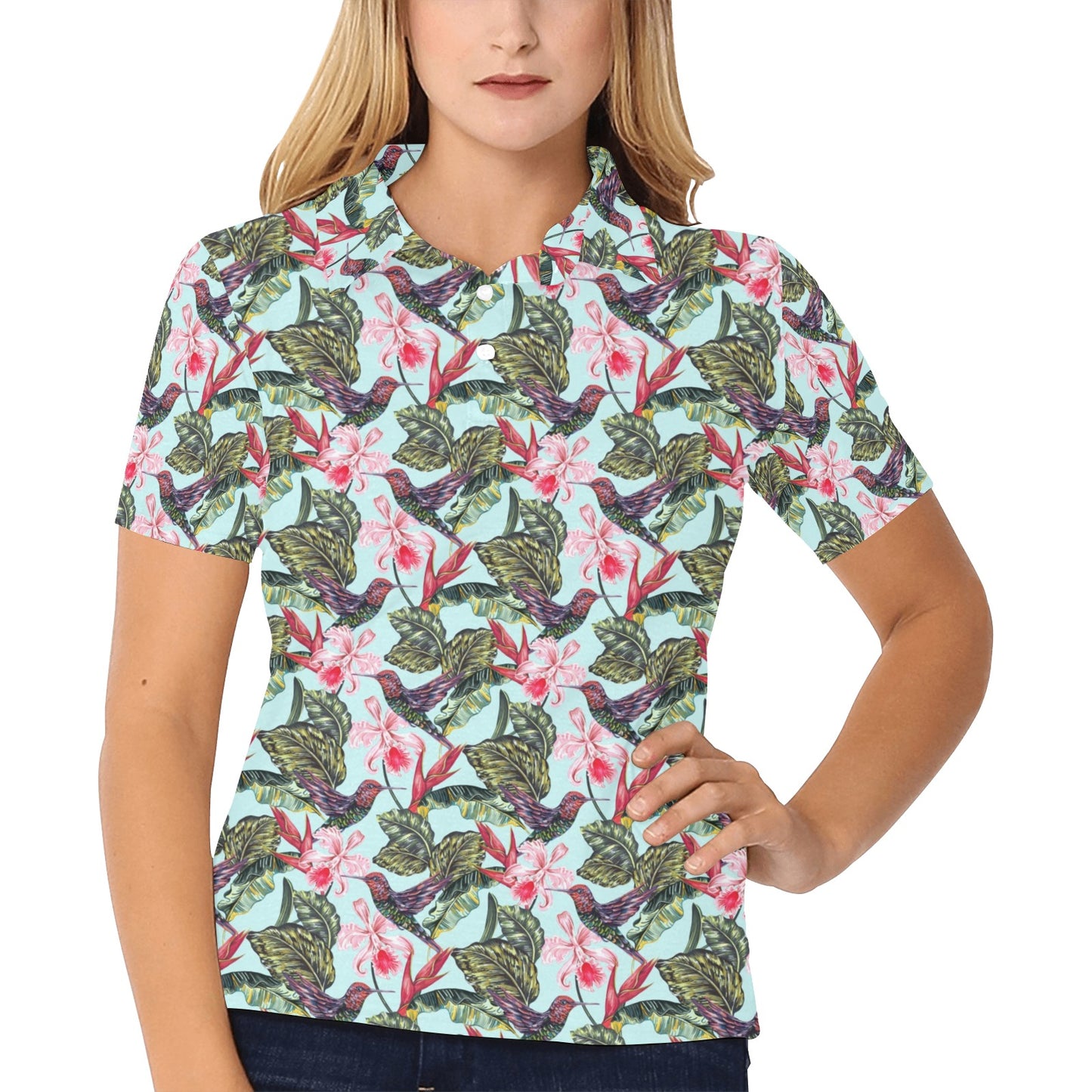 Horse Luxury Themed Pattern Print Women's Polo Shirt