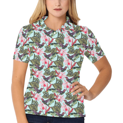 Horse Luxury Themed Pattern Print Women's Polo Shirt