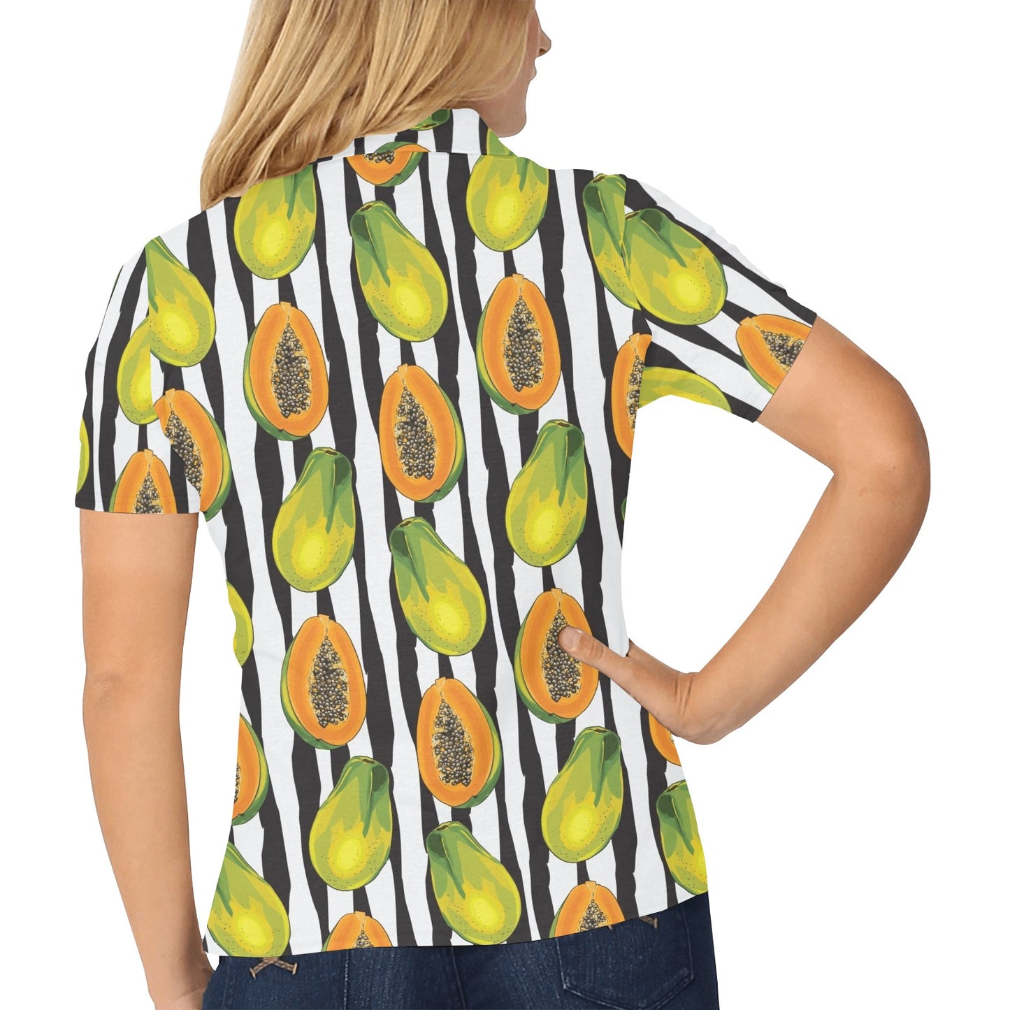 Papaya Pattern Print Design PP01 Women's Polo Shirt