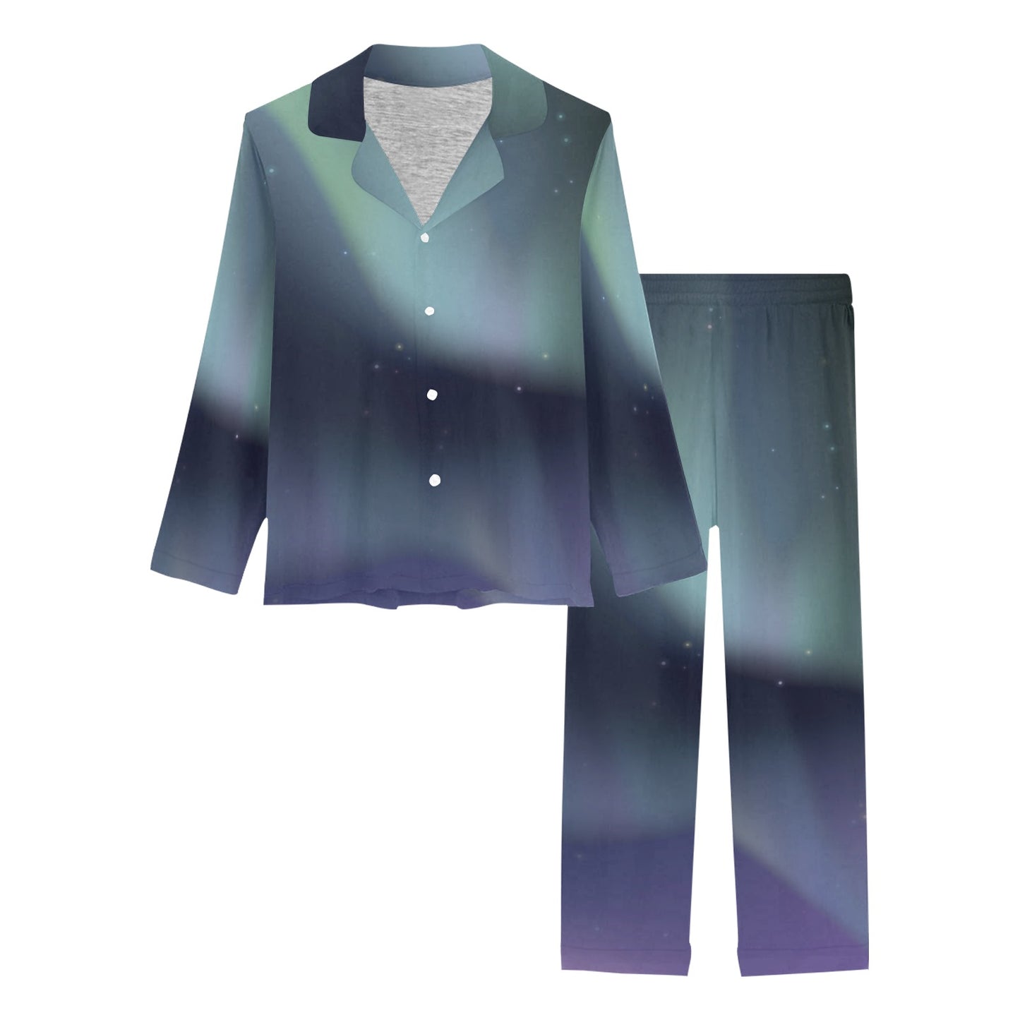 Aurora Borealis Pattern Print Design 01 Women's Long Pajama Set