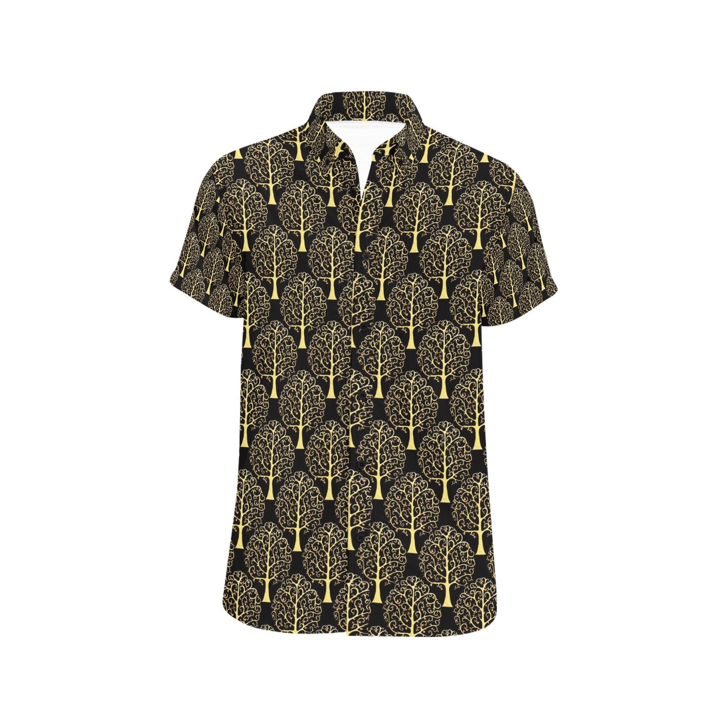 Tree Of Life Print Design LKS302 Men Short Sleeve Button Up Shirt