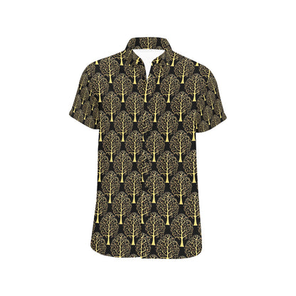 Tree Of Life Print Design LKS302 Men Short Sleeve Button Up Shirt