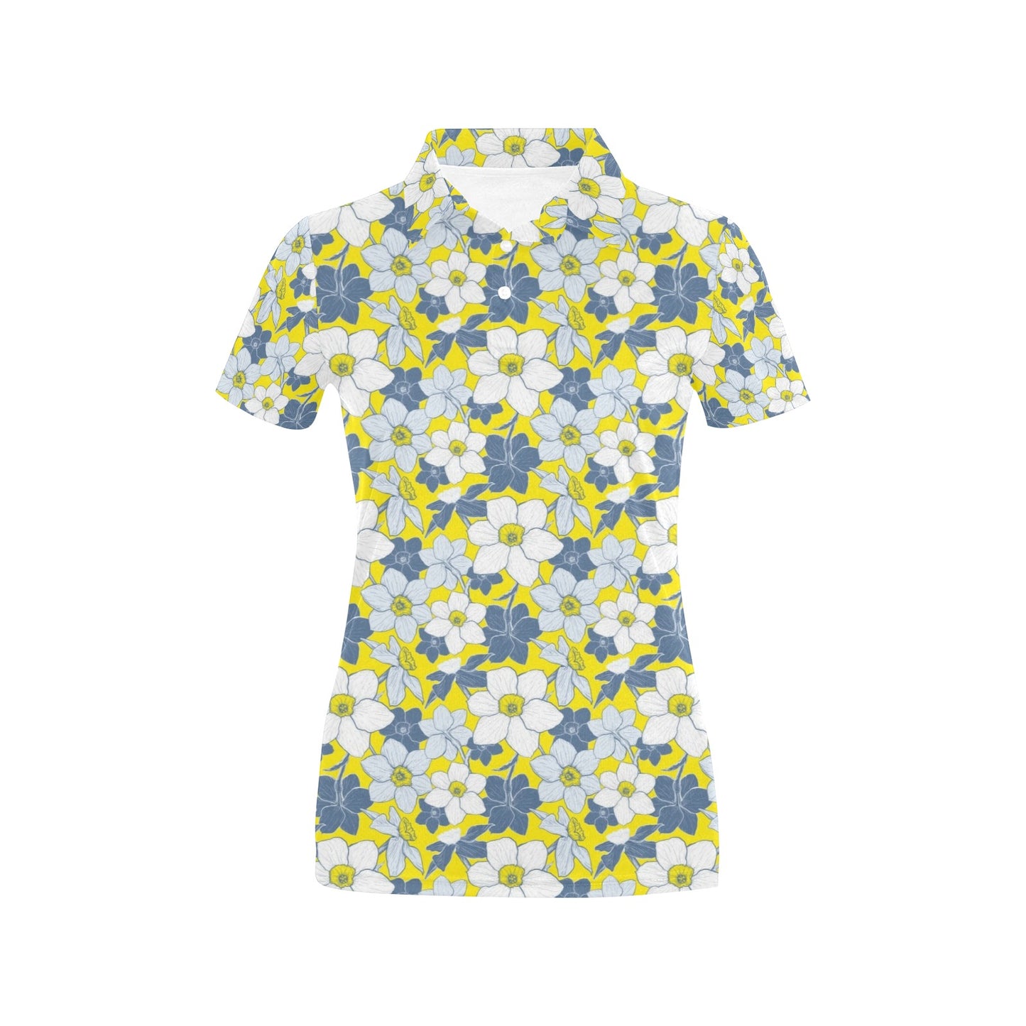 Daffodils Pattern Print Design 01 Women's Polo Shirt