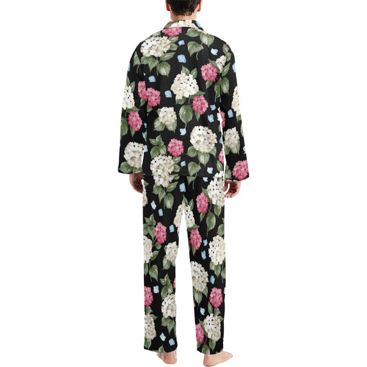 Hydrangea Pattern Print Design HD09 Men's Long Pajama Set
