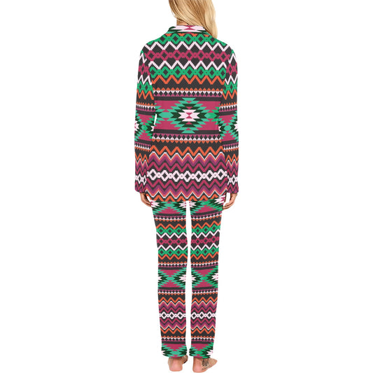 Mexican Pattern Print Design 01 Women's Long Pajama Set