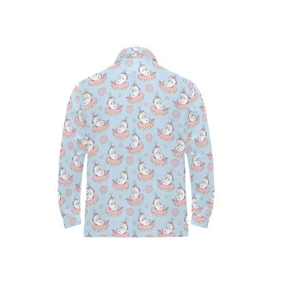 Unicorn Print Design LKS303 Long Sleeve Polo Shirt For Men's