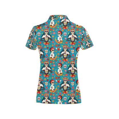 Day of the Dead Old School Girl Design Women's Polo Shirt