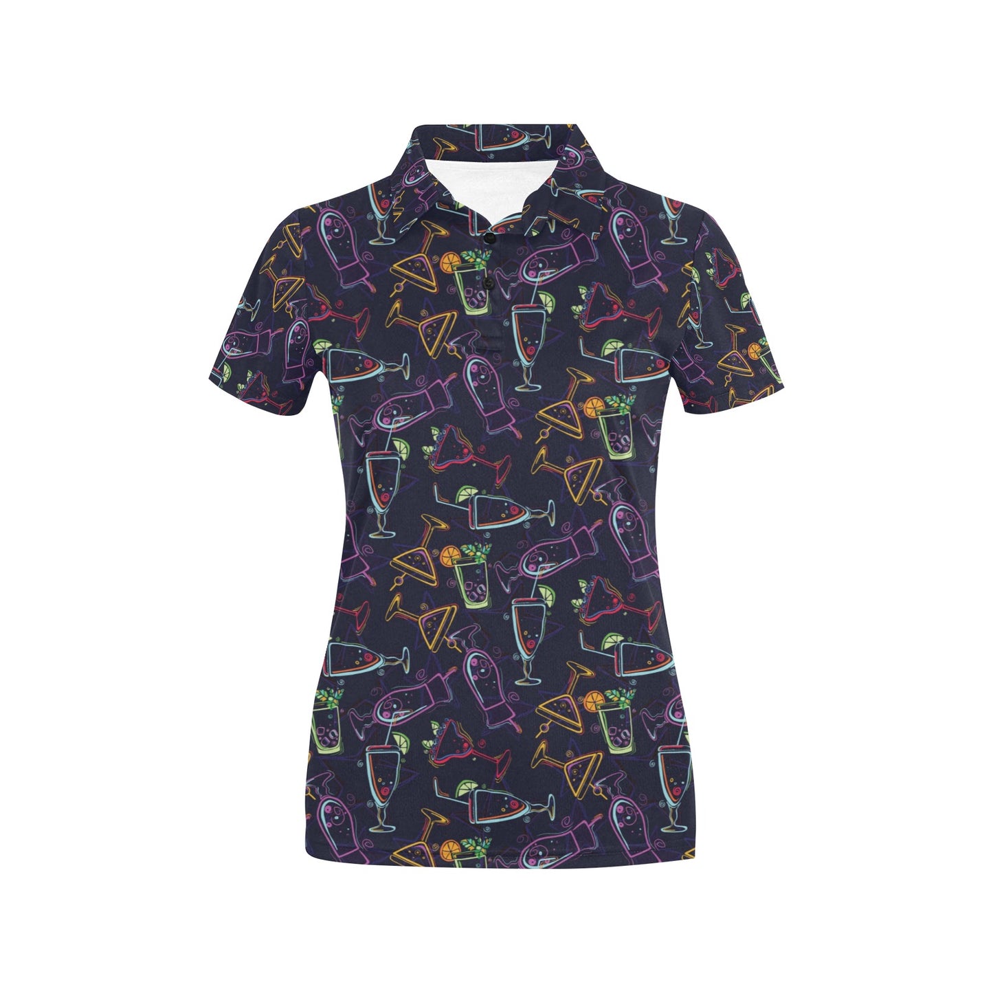 Cocktail Pattern Print Design 04 Women's Polo Shirt