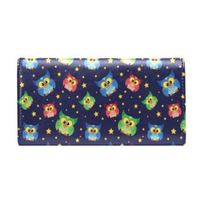 Owl with Star Themed Design Print Women's Trifold Wallet