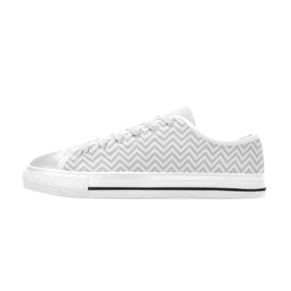 Chevron Print Design LKS401 Women's White Low Top Shoes
