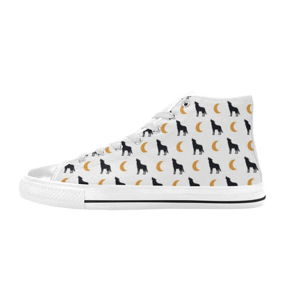 Wolf Moon Print Design LKS302 Men's High Top Canvas Shoes