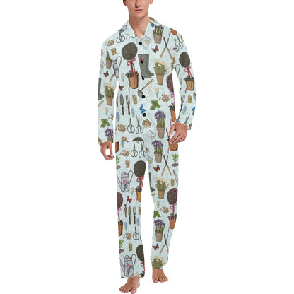 Gardening Pattern Print Design G01 Men's Long Pajama Set