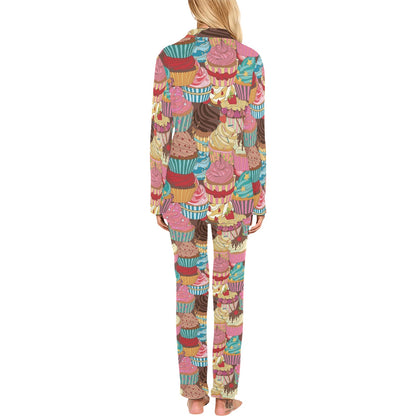 Cupcake Pattern Print Design CP01 Women's Long Pajama Set