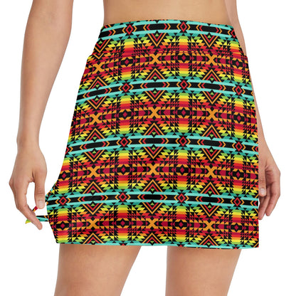Kente Red Design African Print 17" Golf & Pickleball Skort with Pockets