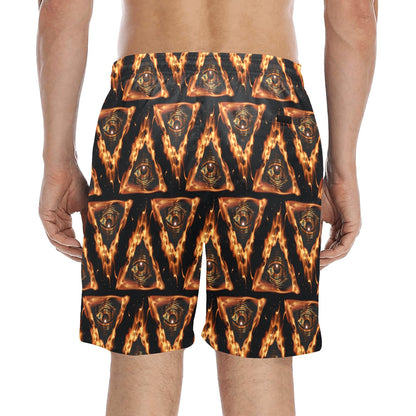 Eye of Horus in Flame Print Men's Swim Trunks Beach Shorts