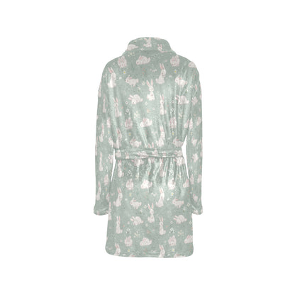 Bunny Pattern Print Design 03 Women's Fleece Robe