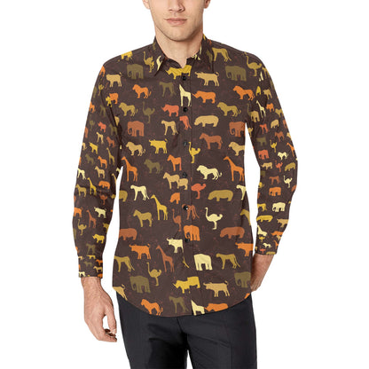Safari Animal Print Design LKS301 Men's Long Sleeve Dress Shirt