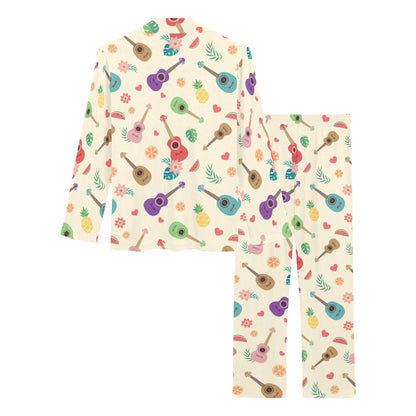 Ukulele Pattern Print Design 01 Women's Long Pajama Set