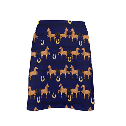 Horse Luxury Themed Pattern Print 17" Golf & Pickleball Skort with Pockets