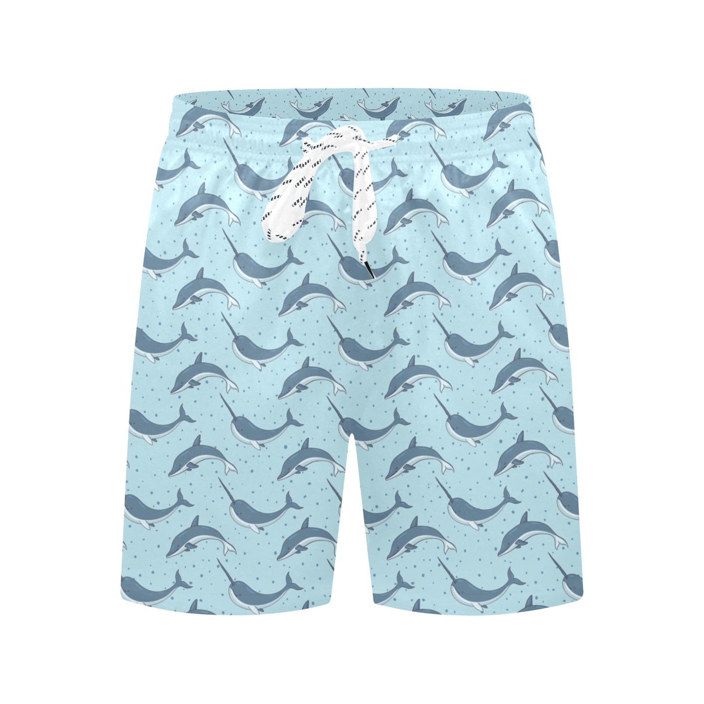 Narwhal Dolphin Print Men's Swim Trunks Beach Shorts