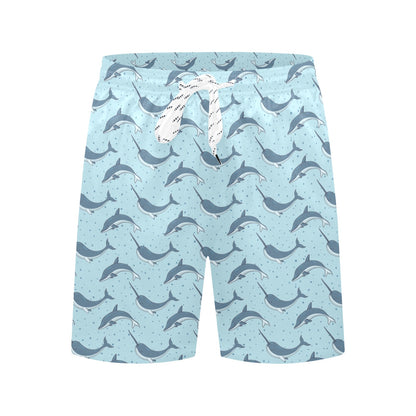 Narwhal Dolphin Print Men's Swim Trunks Beach Shorts