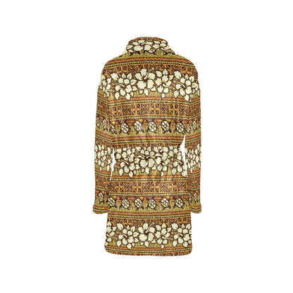 Hawaiian Themed Pattern Print Design H015 Women's Fleece Robe