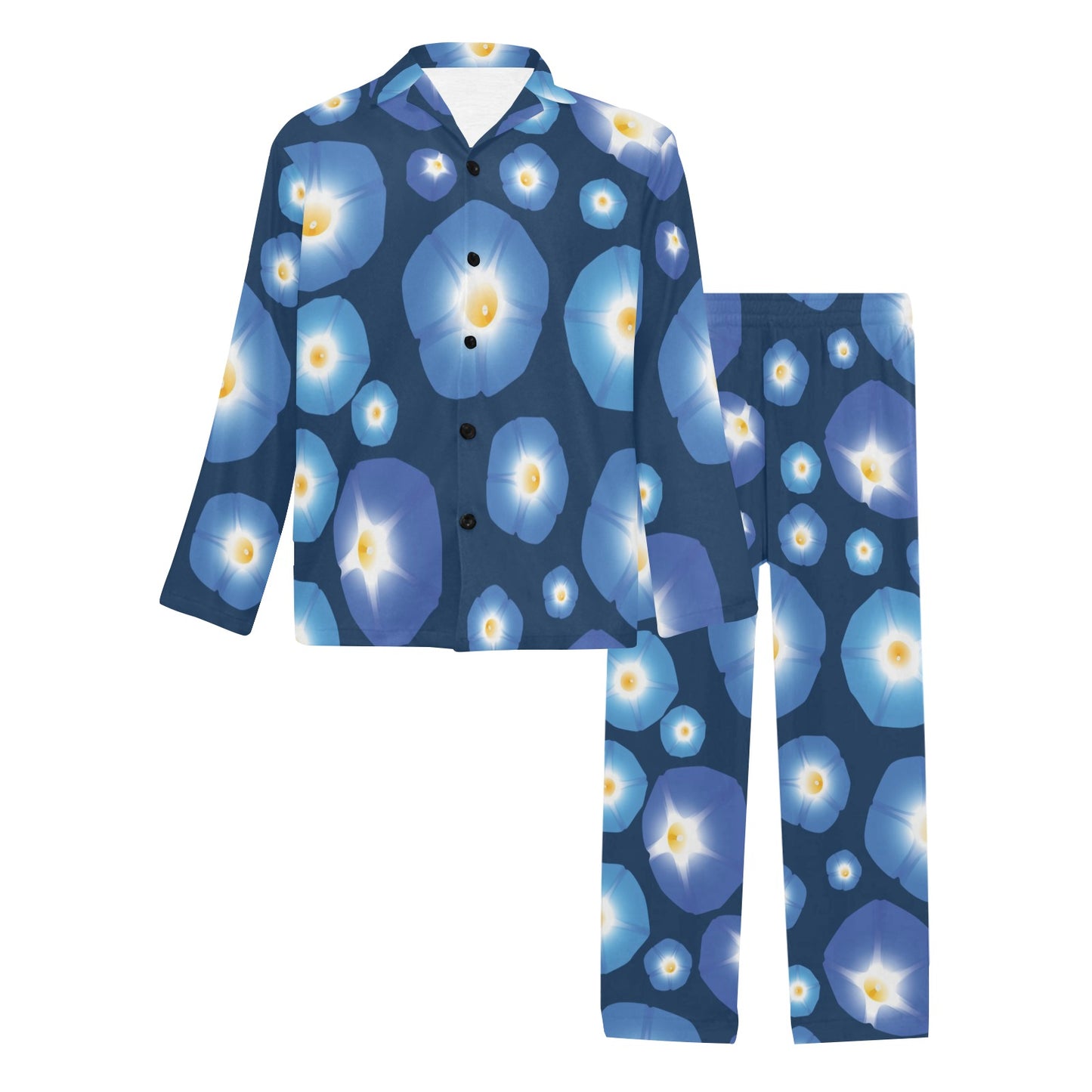 Morning Glory Pattern Print Design 02 Men's Long Pajama Set