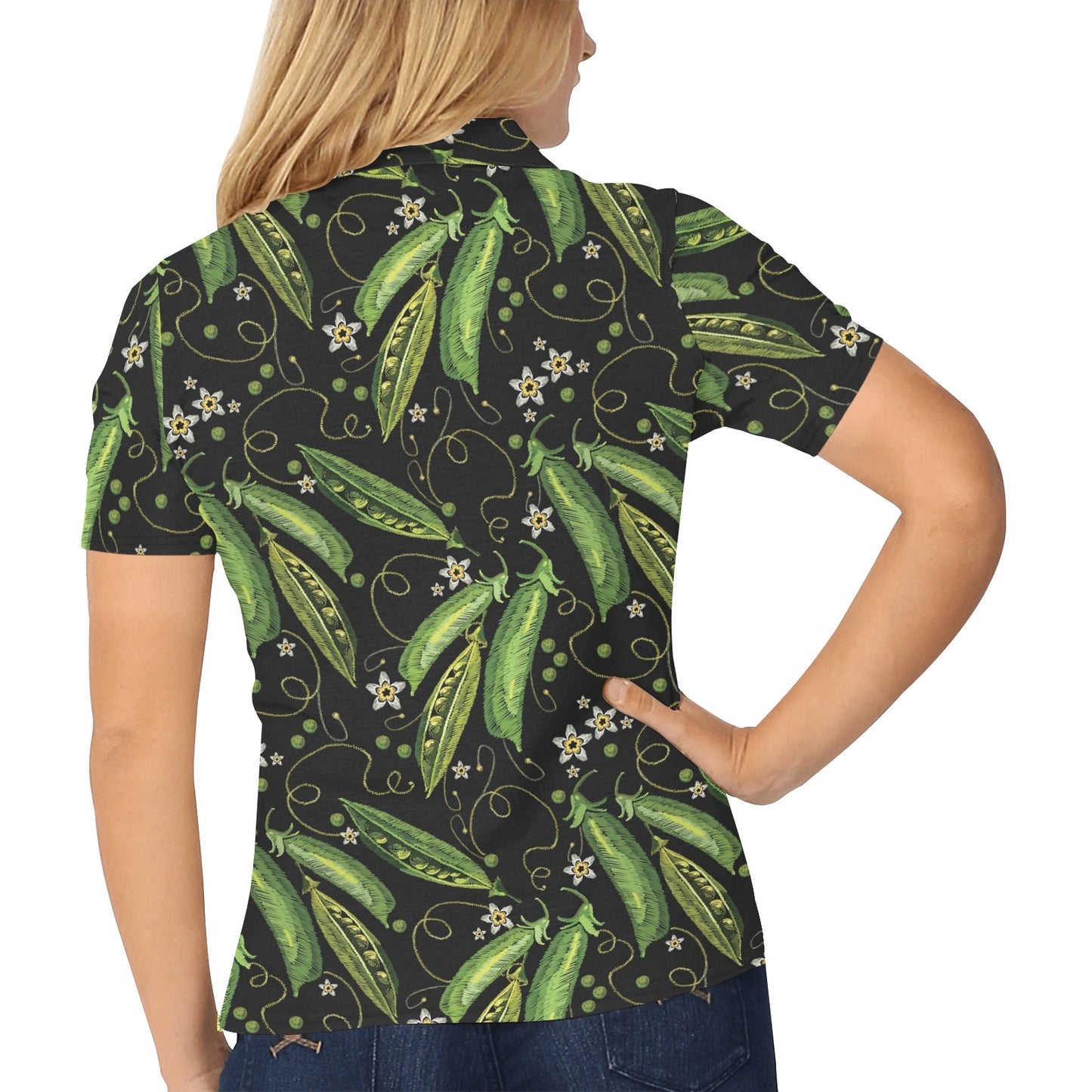 Peas Pattern Print Design A02 Women's Polo Shirt
