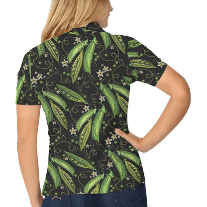 Peas Pattern Print Design A02 Women's Polo Shirt