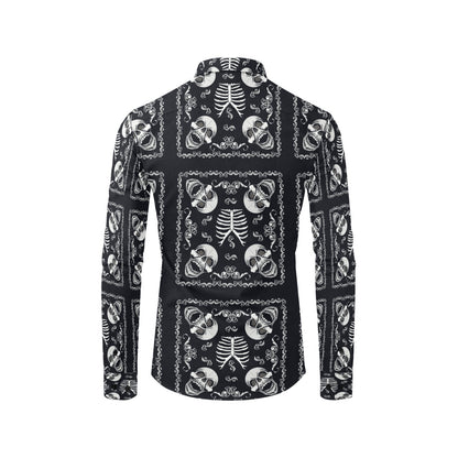 Bandana Skull Black White Print Design LKS306 Men's Long Sleeve Dress Shirt
