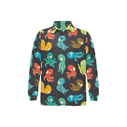 Octopus Pattern Print Design A01 Long Sleeve Polo Shirt For Men's