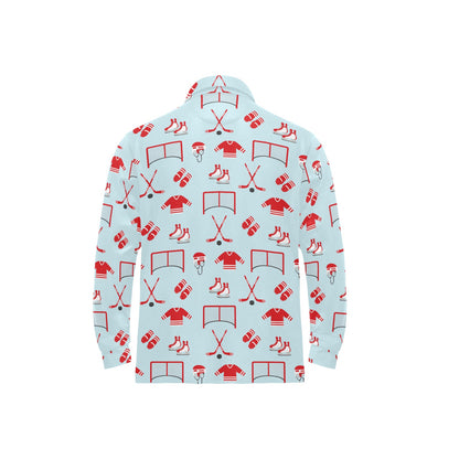 Hockey Red Equipment Print Design LKS305 Long Sleeve Polo Shirt For Men's