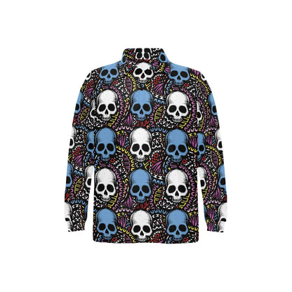 Skull Print Design LKS305 Long Sleeve Polo Shirt For Men's