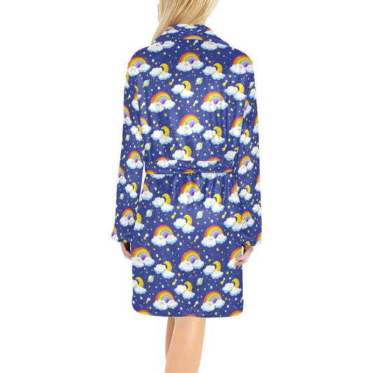 Rainbow Space Design Print Women's Fleece Robe