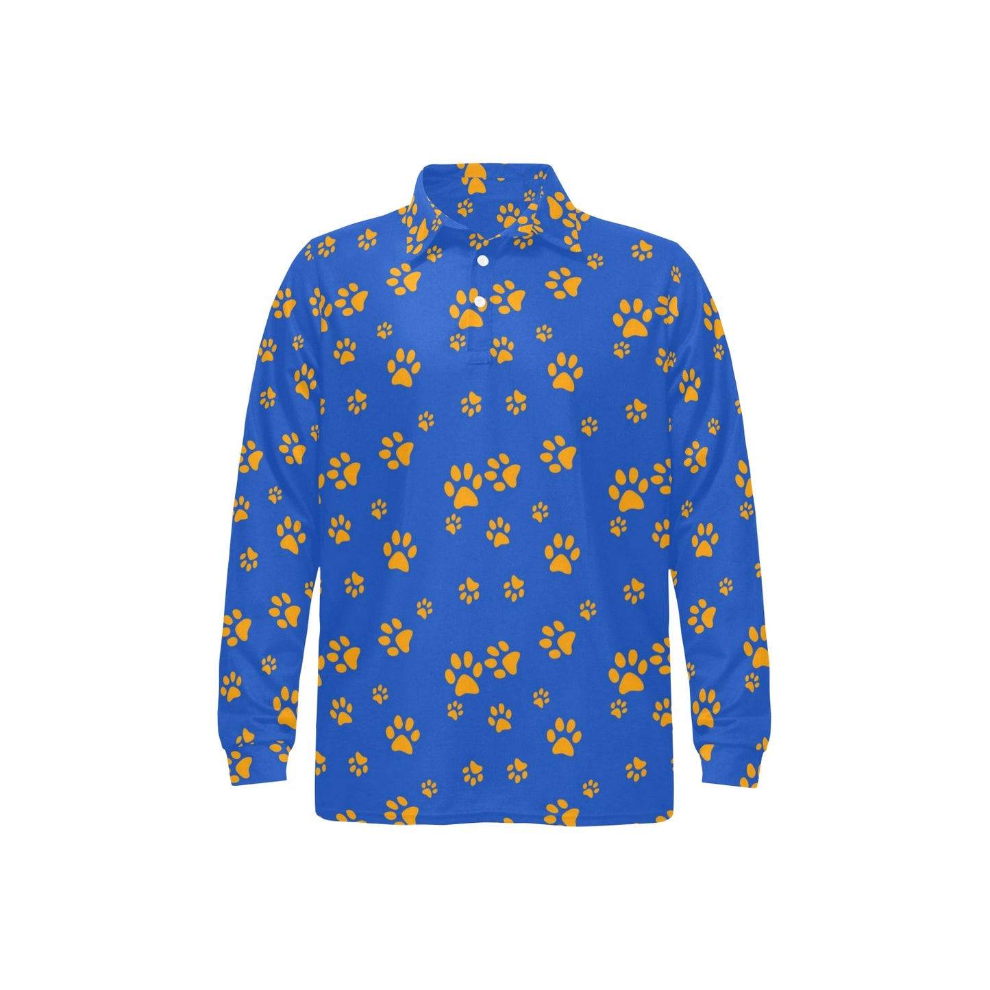 Paw Pattern Print Design A03 Long Sleeve Polo Shirt For Men's