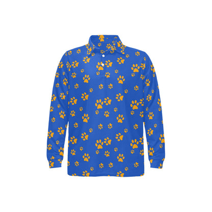 Paw Pattern Print Design A03 Long Sleeve Polo Shirt For Men's