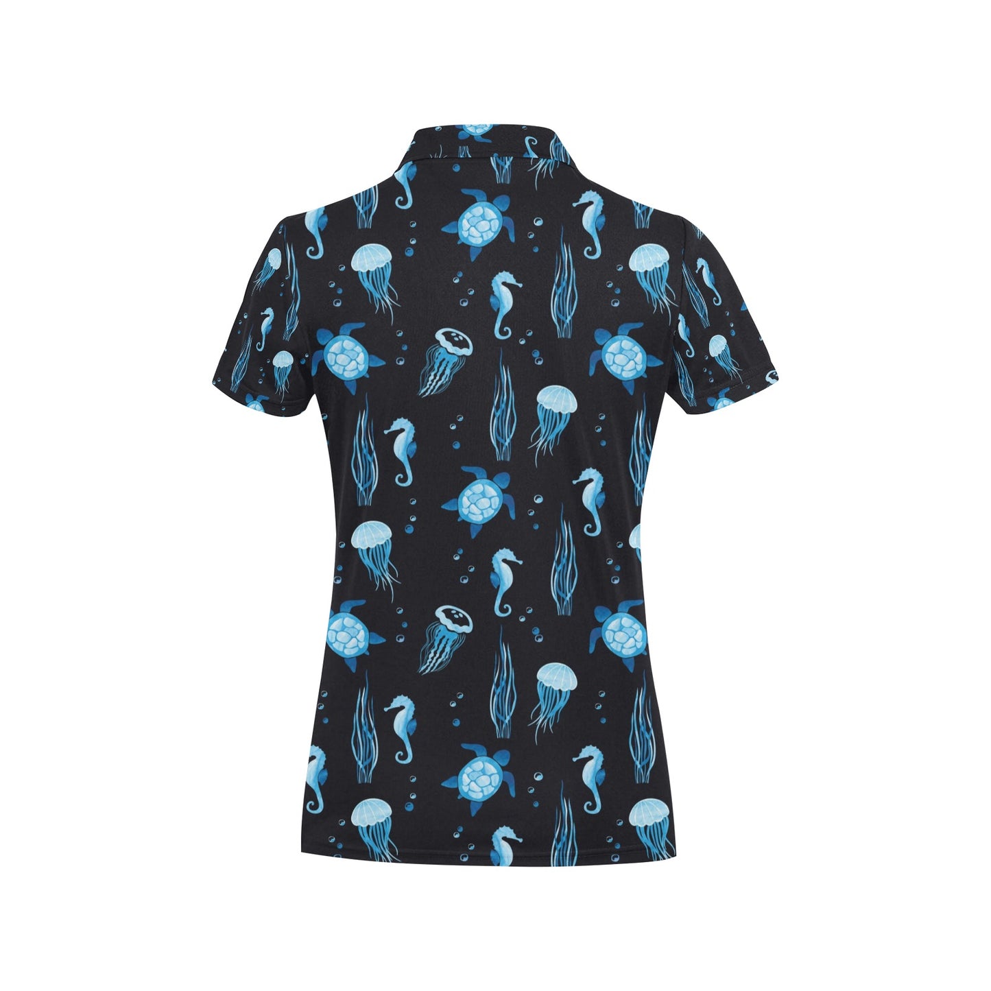 Sea Turtle Jelly Fish Sea Horse Print Design LKS3014 Women's Polo Shirt