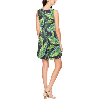 Tropical Flower Pattern Print Design TF06 Sleeveless Dress
