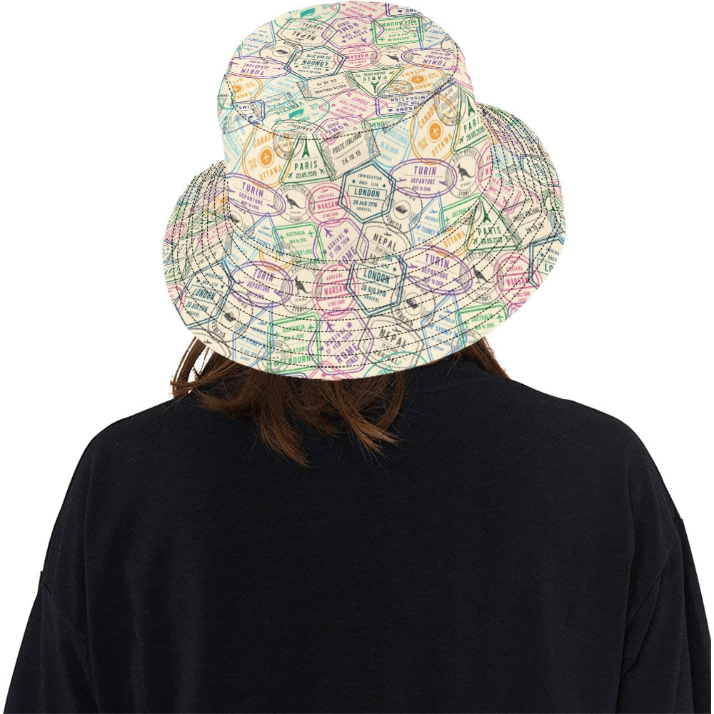 Travel Stamp Print Design LKS303 Unisex Bucket Hat