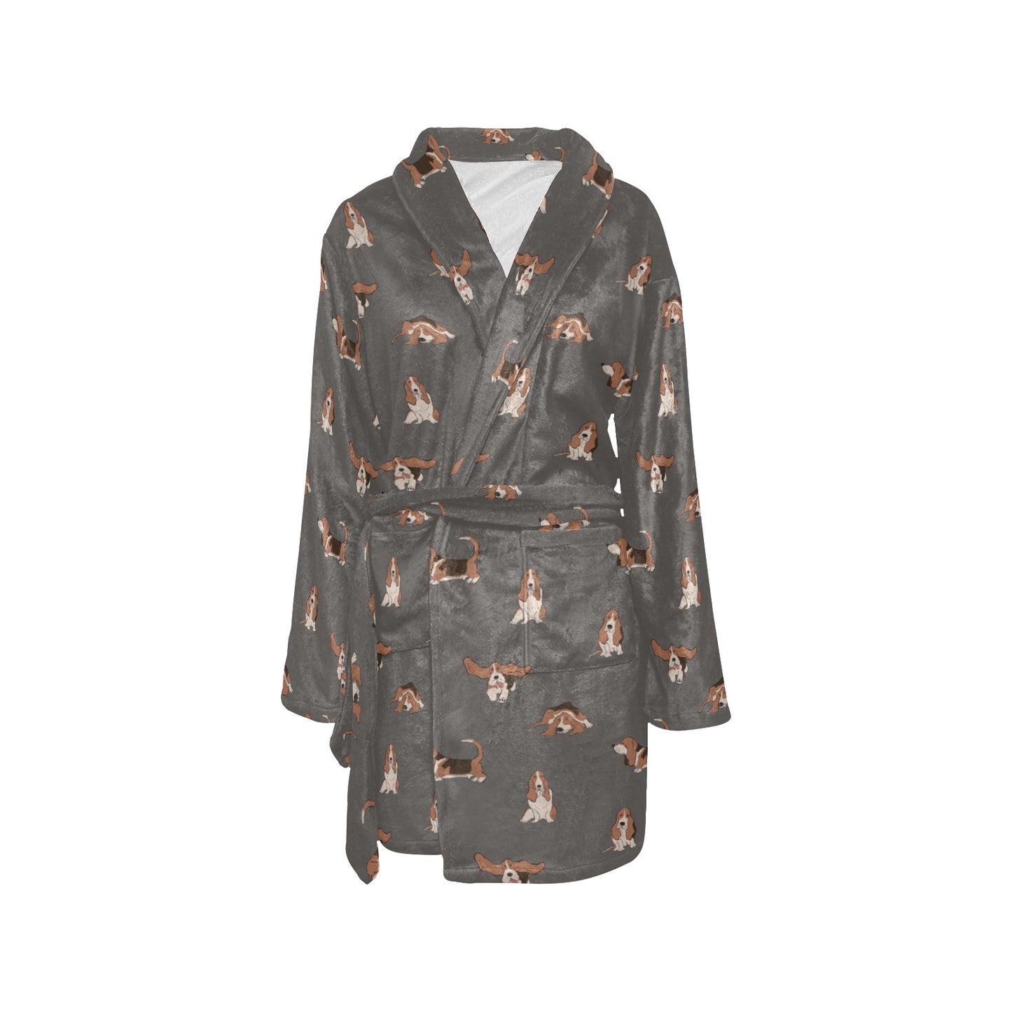 Basset Hound Pattern Print Design 03 Women's Fleece Robe