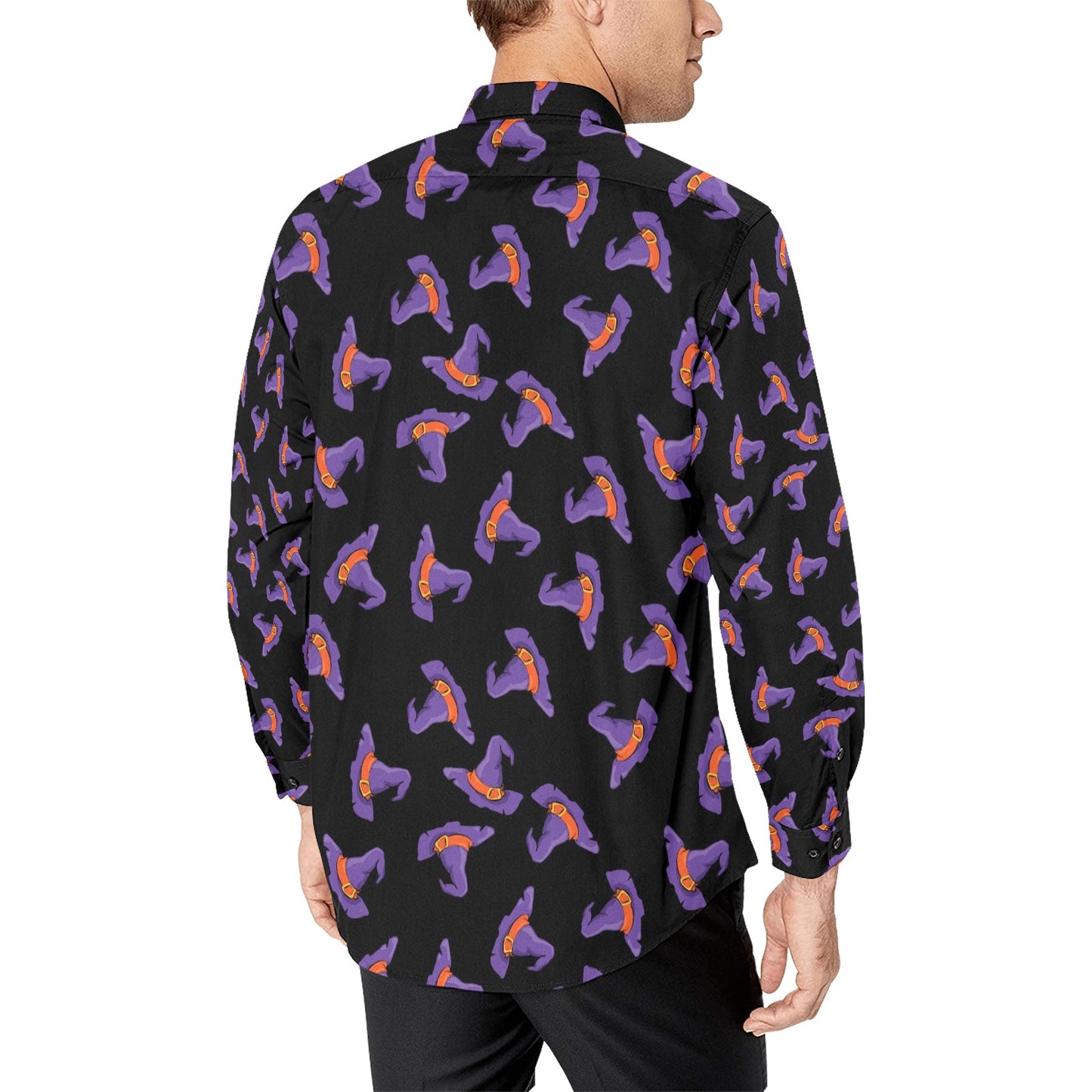 Witch Hat Print Design LKS304 Men's Long Sleeve Dress Shirt