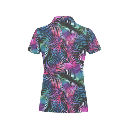 Palm Leaves Pattern Print Design PL010 Women's Polo Shirt