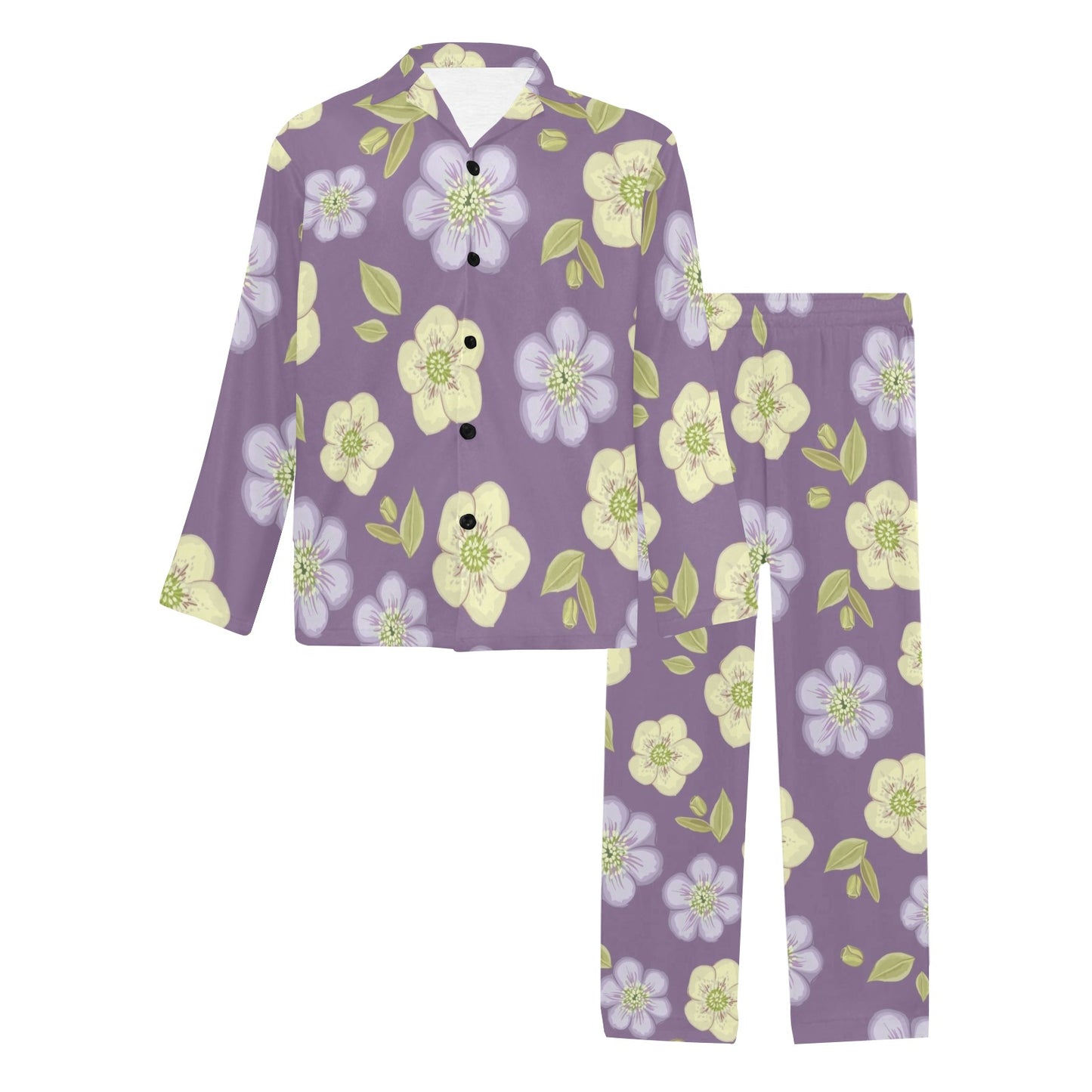 Anemone Pattern Print Design AM013 Men's Long Pajama Set