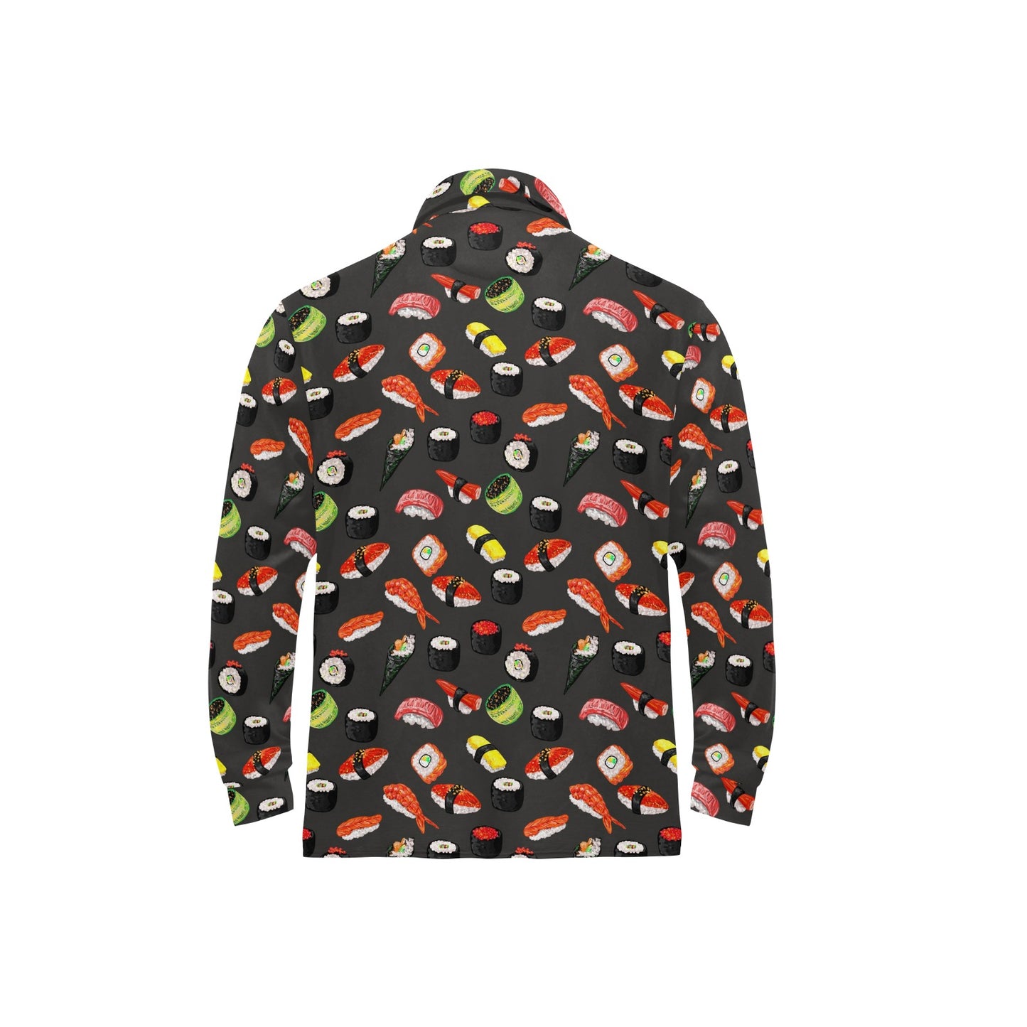 Sushi Design Print Long Sleeve Polo Shirt For Men's