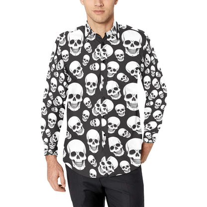 Skull Print Design LKS301 Men's Long Sleeve Dress Shirt