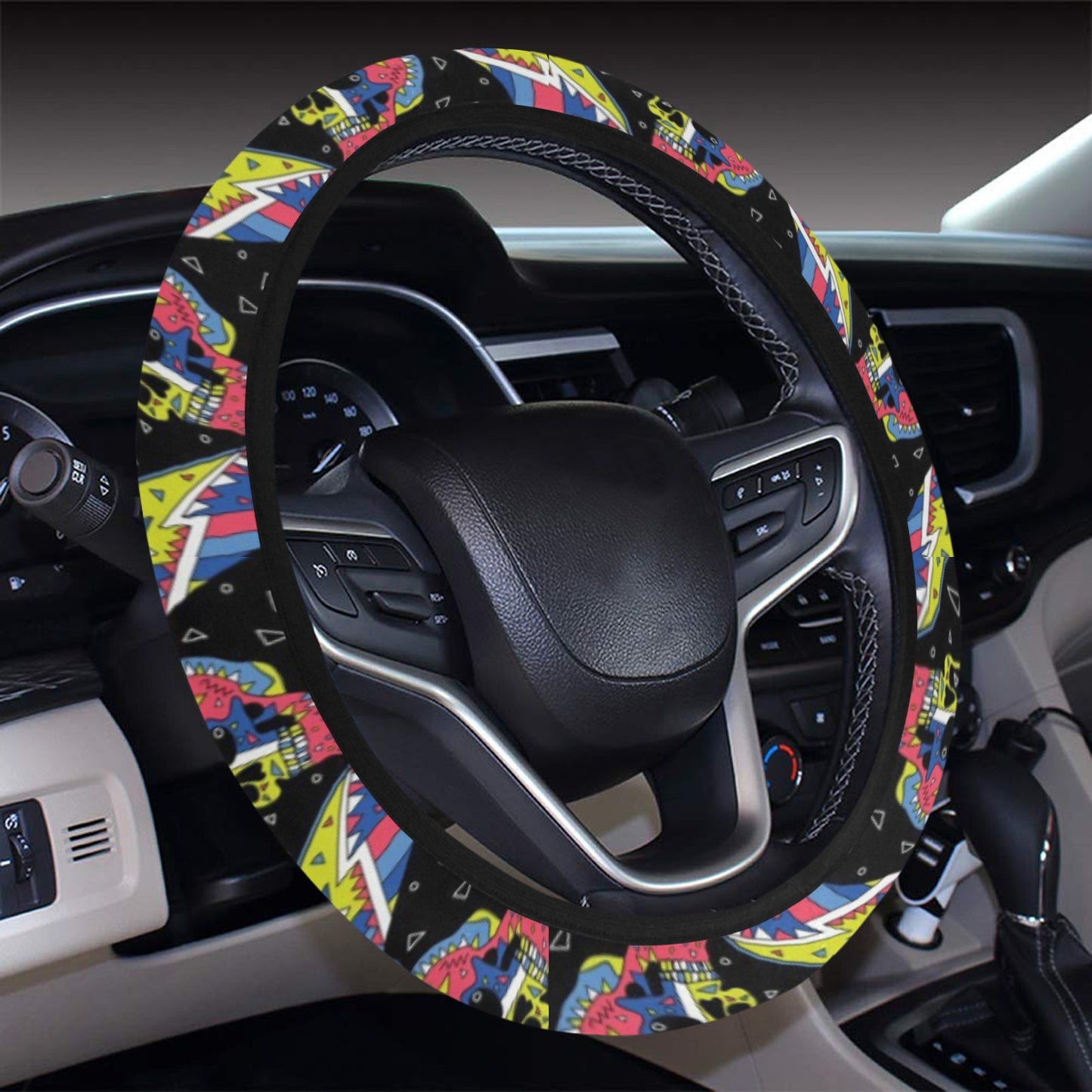 Skateboard Print Design LKS304 Steering Wheel Cover with Elastic Edge