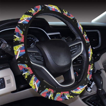 Skateboard Print Design LKS304 Steering Wheel Cover with Elastic Edge