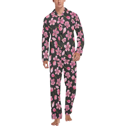 Apple blossom Pattern Print Design AB03 Men's Long Pajama Set